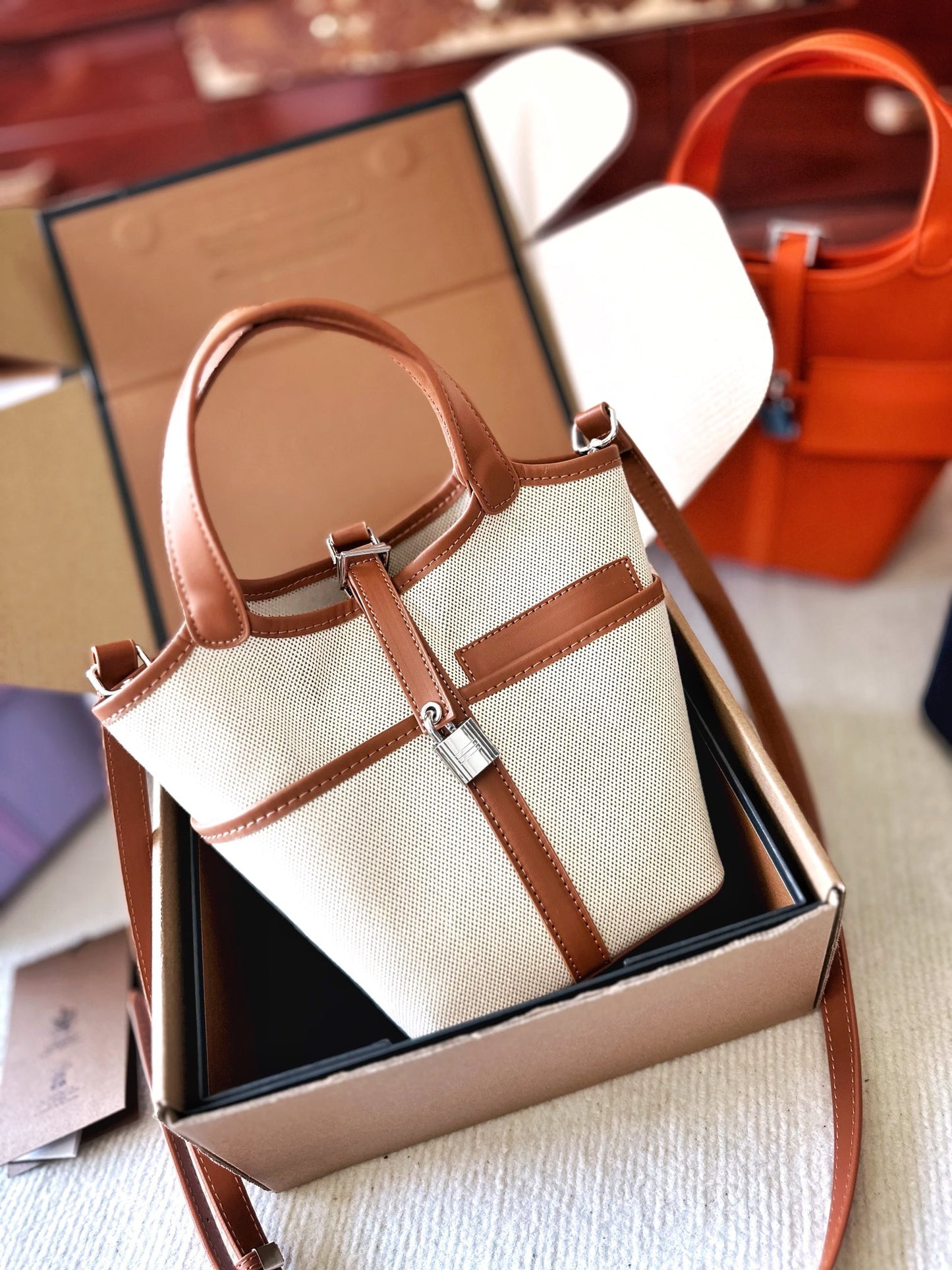 Hermès canvas shopping basket