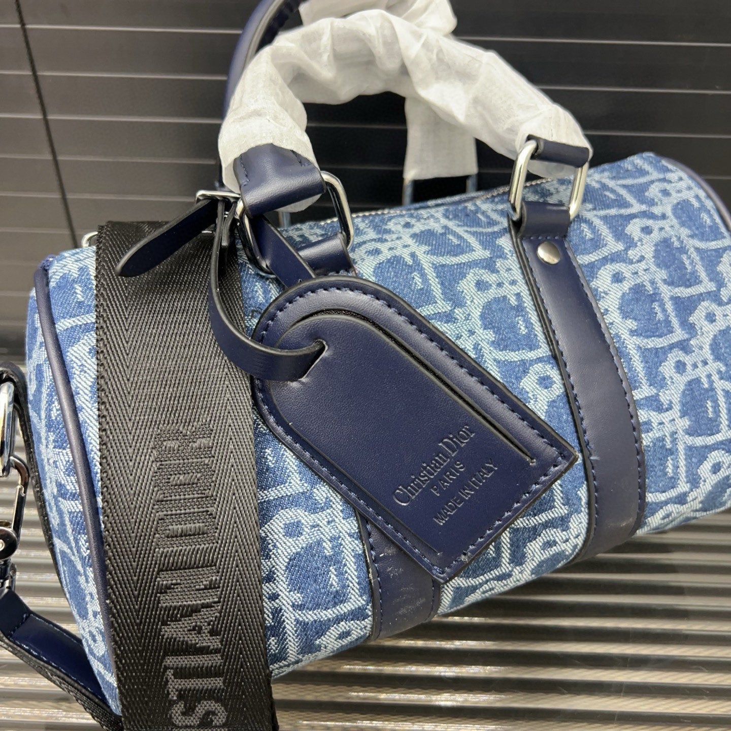 Dior Denim Embroidered Crossbody Bag