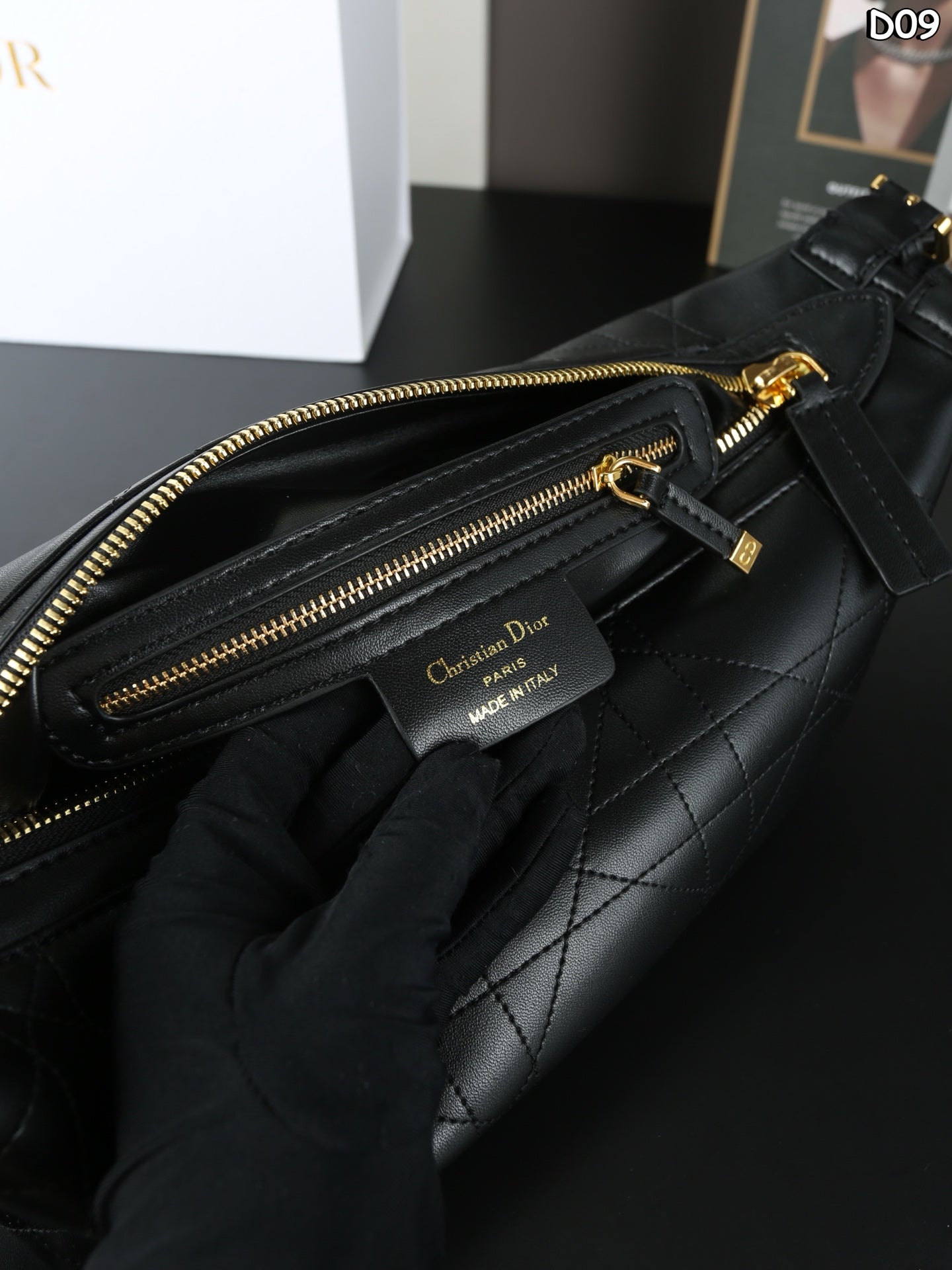 DIOR D-Journey Monogram Embroidered Underarm Shoulder Bag