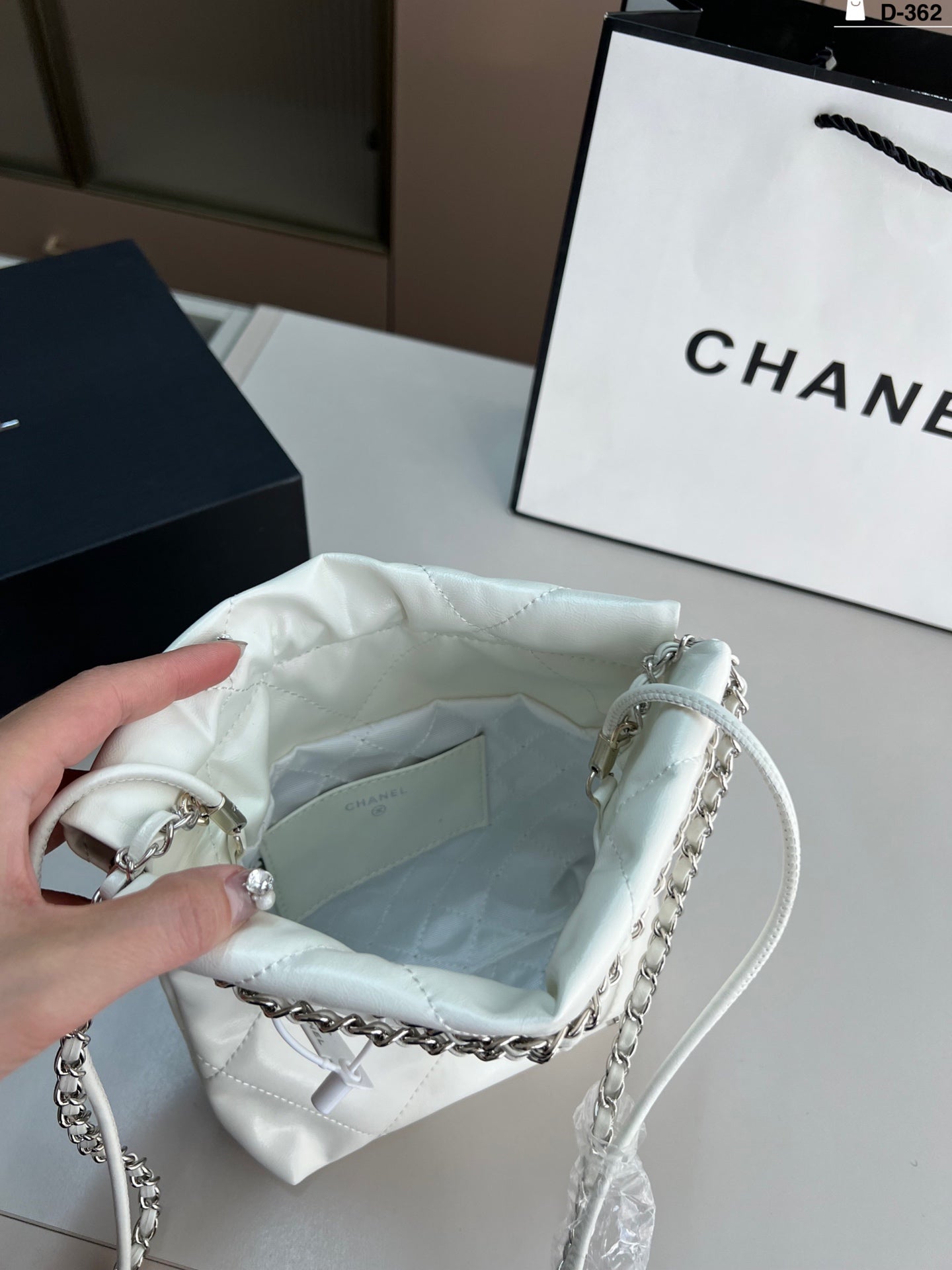 Chanel Trash Bag Silver hardware