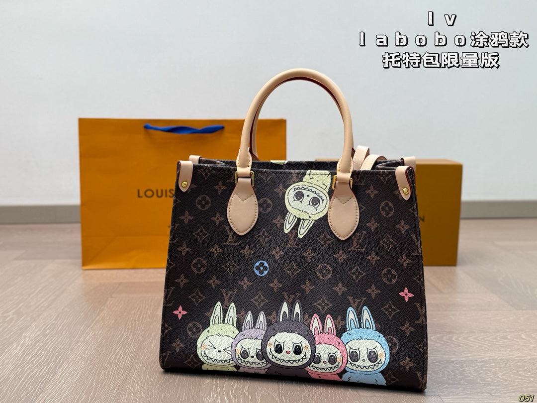 LV Labubu Graffiti Style Limited Onthego Tote Bag