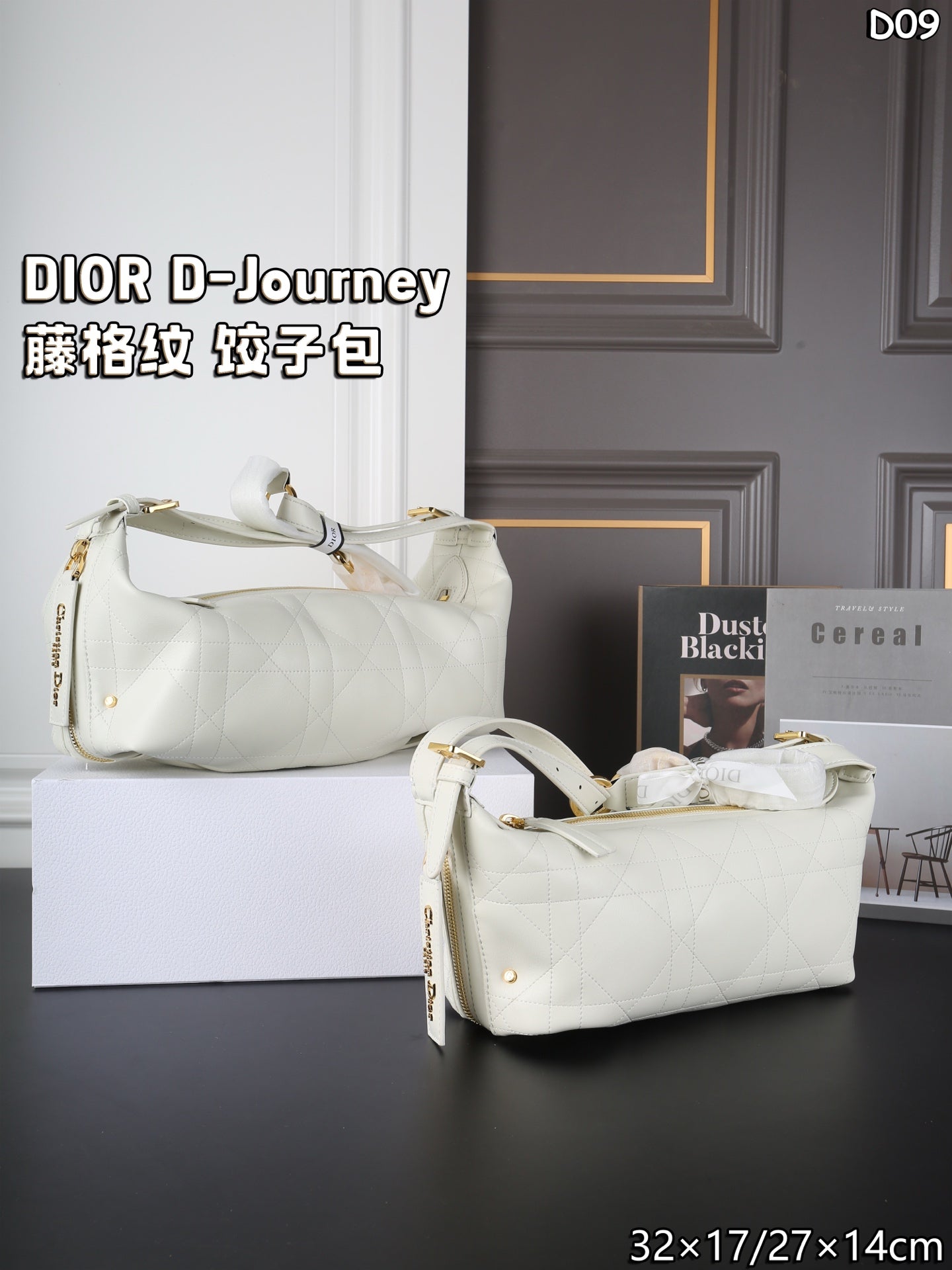 DIOR D-Journey Monogram Embroidered Underarm Shoulder Bag