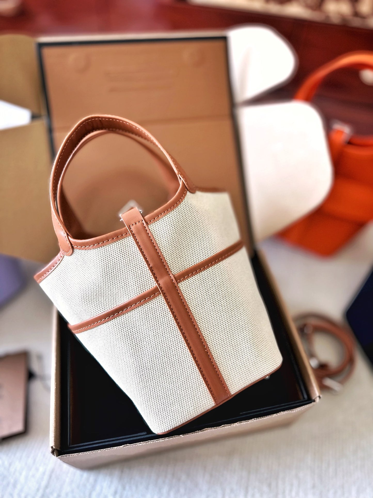 Hermès canvas shopping basket