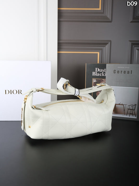 DIOR D-Journey Monogram Embroidered Underarm Shoulder Bag