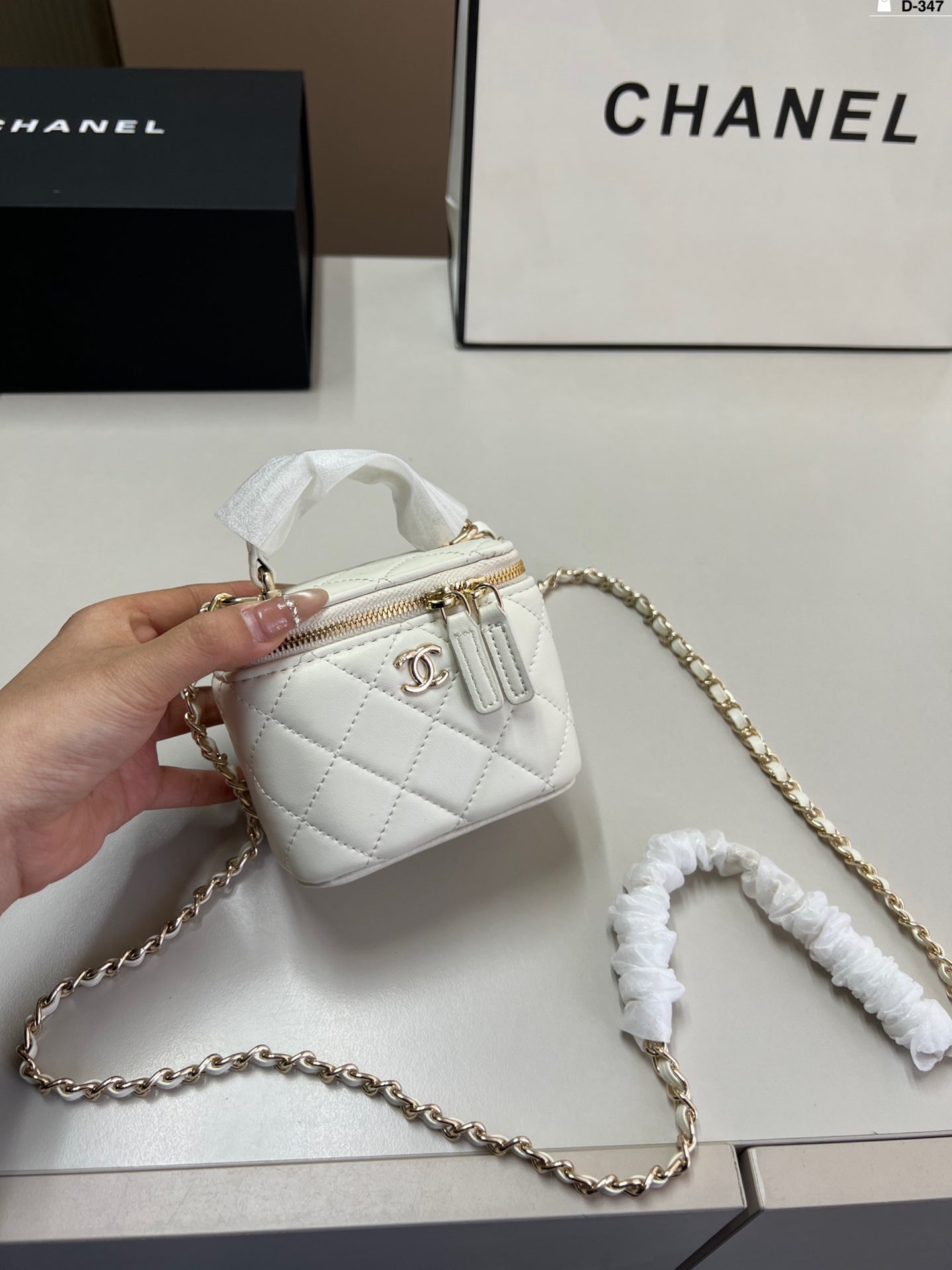 Chanel box bag lipstick bag