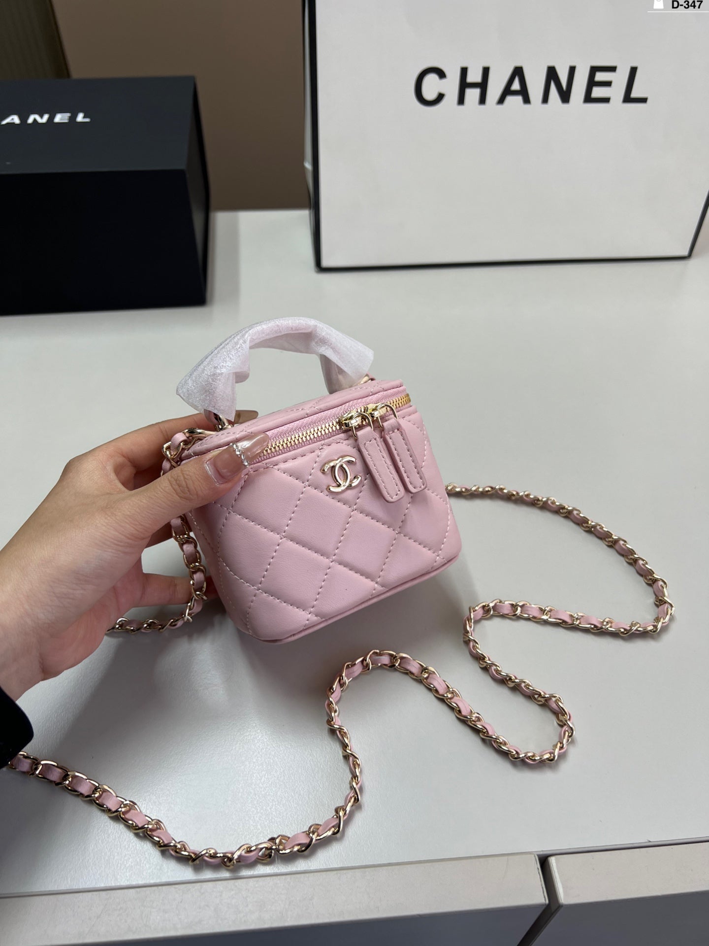 Chanel box bag lipstick bag