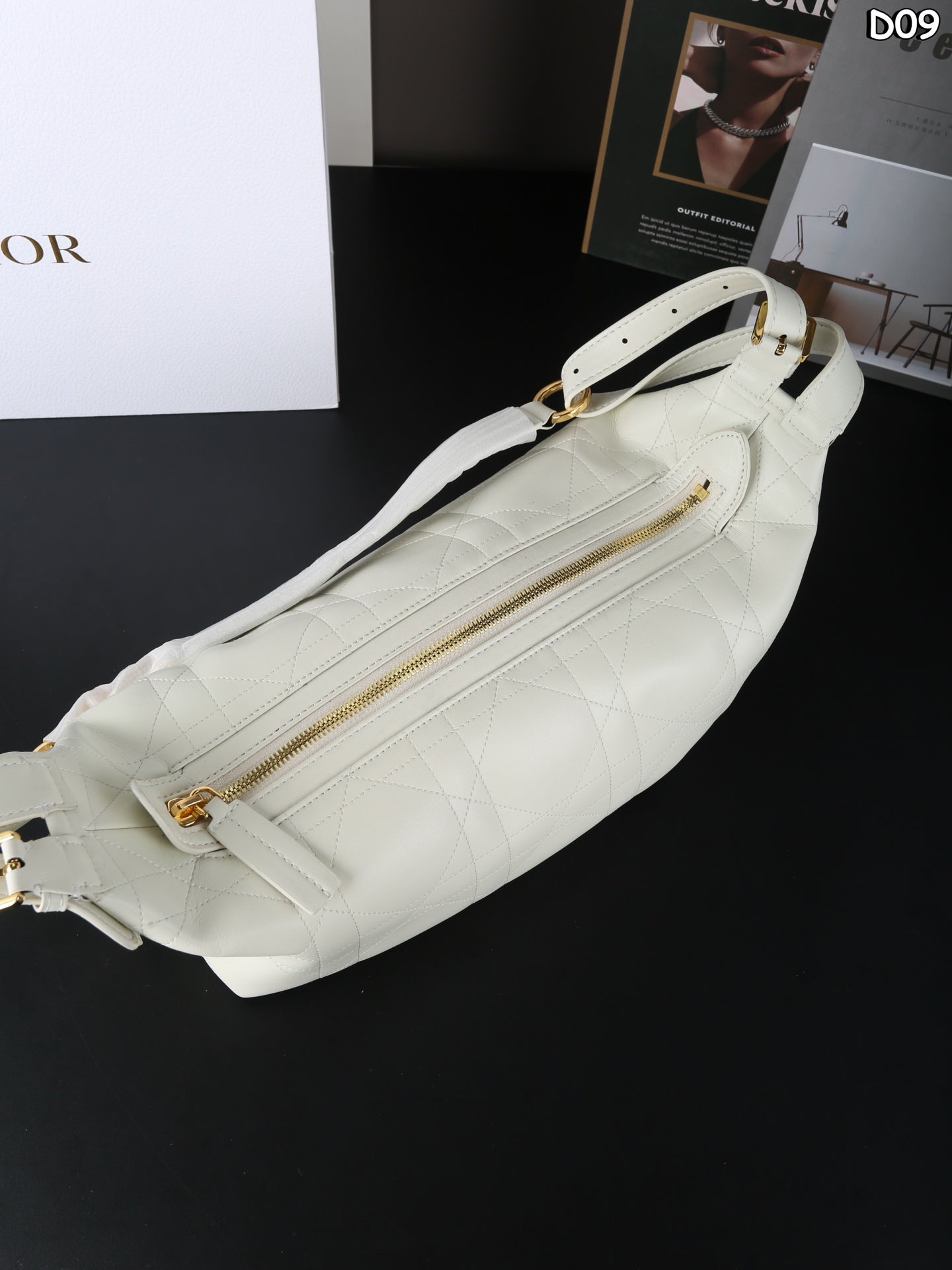 DIOR D-Journey Monogram Embroidered Underarm Shoulder Bag