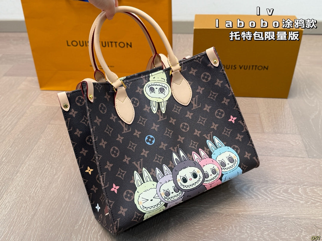 LV Labubu Graffiti Style Limited Onthego Tote Bag
