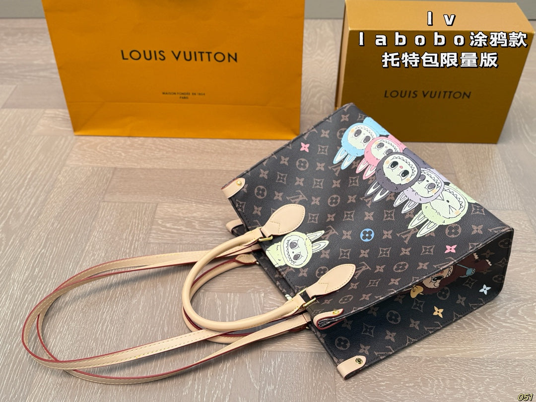 LV Labubu Graffiti Style Limited Onthego Tote Bag
