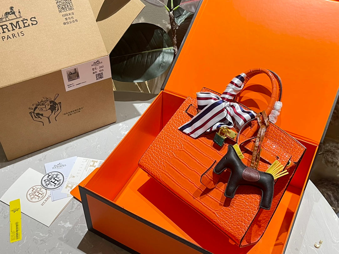 Hermès Premium Crocodile-Pattern Birkin Bag