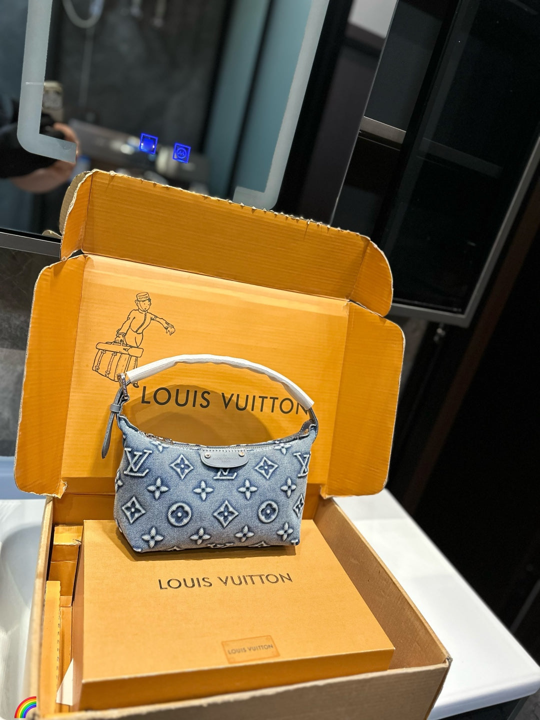 Lv New Denim Lunchbox Bag