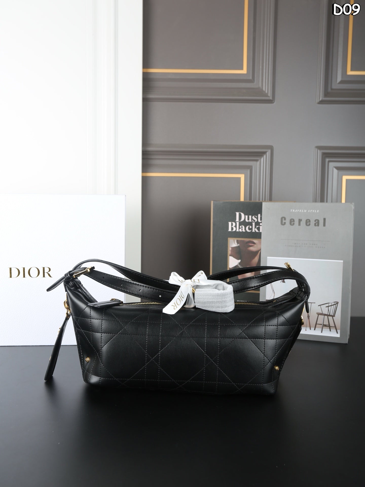 DIOR D-Journey Monogram Embroidered Underarm Shoulder Bag