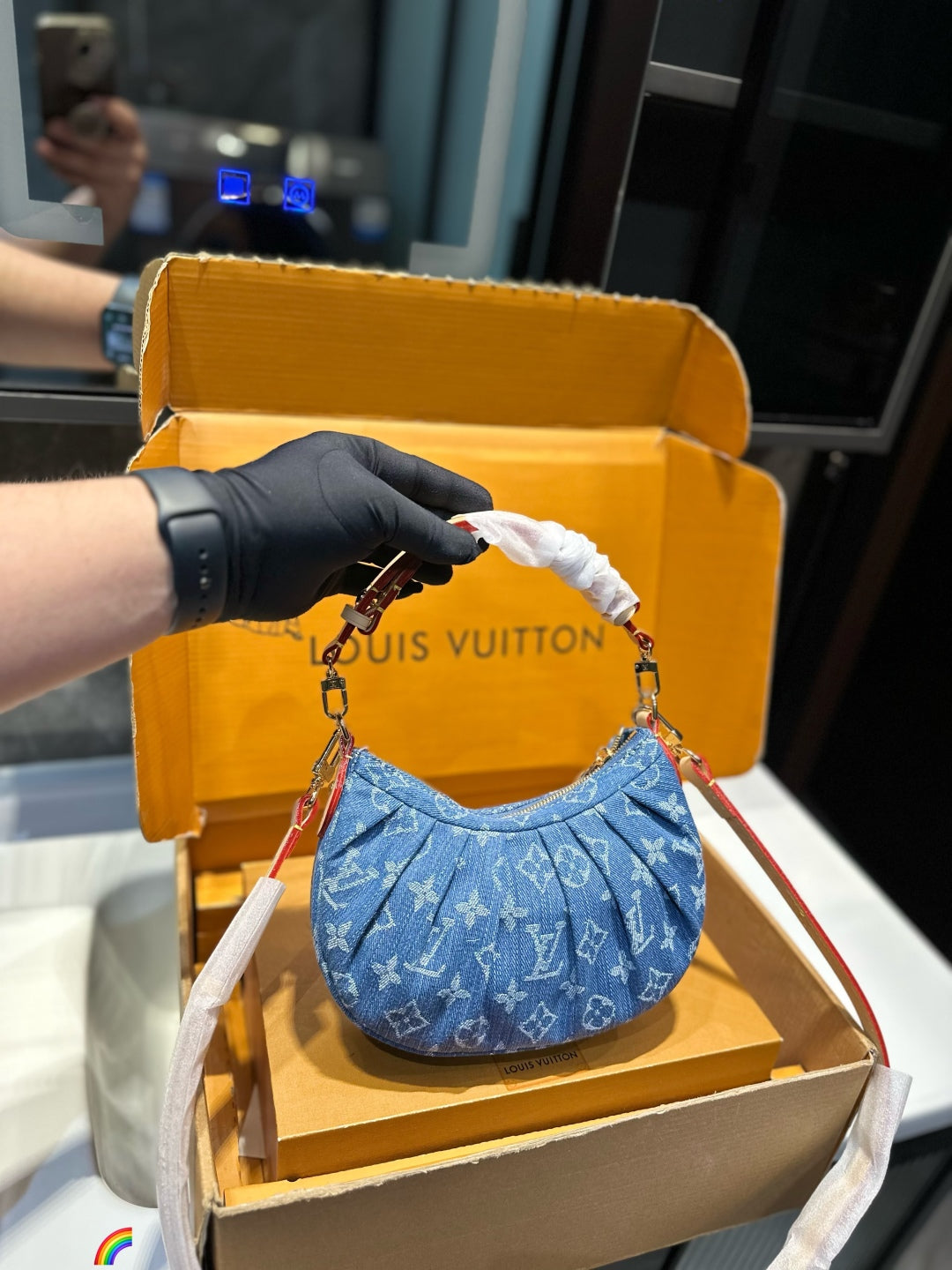 LV Denim Underarm Bag