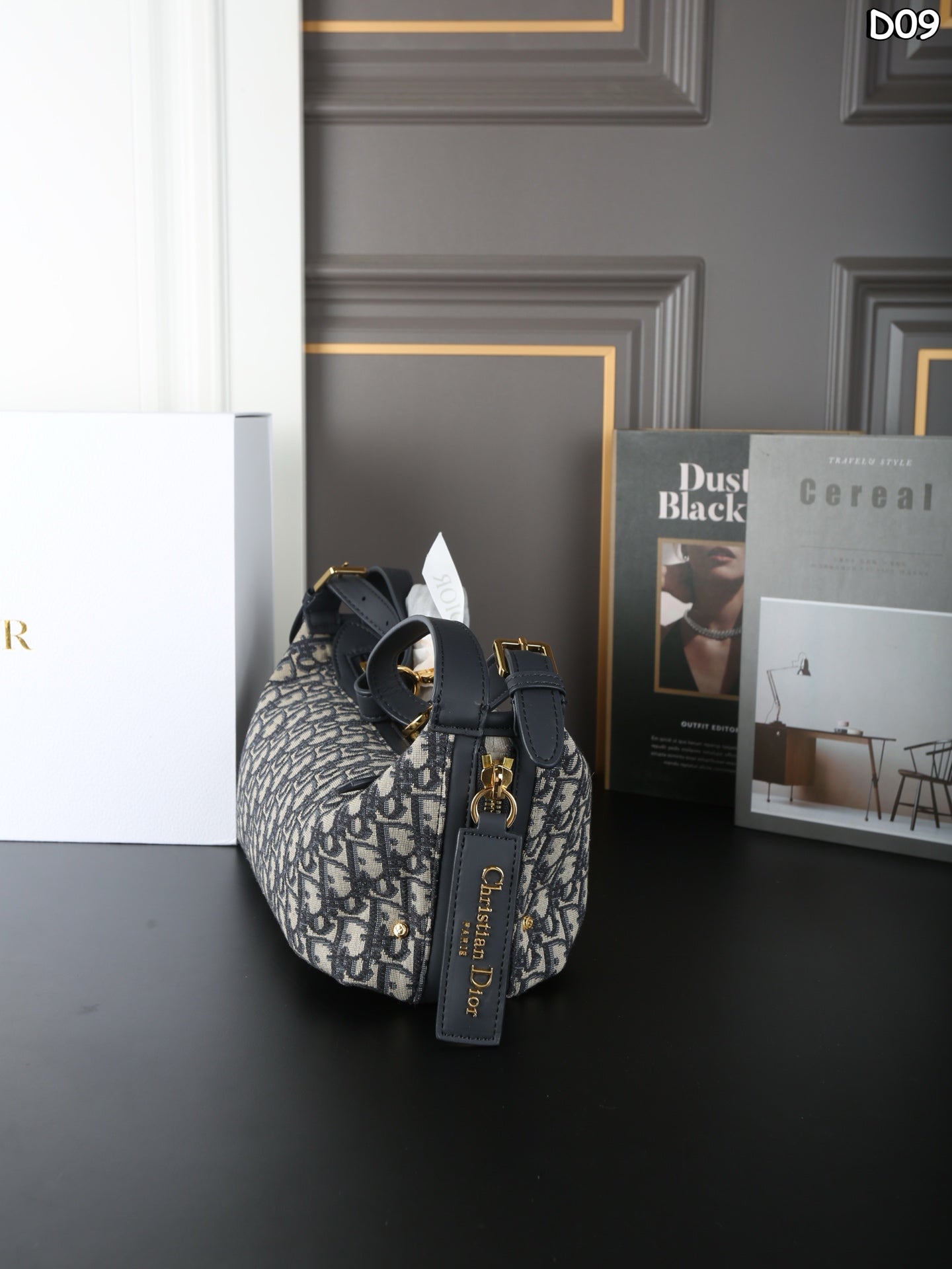 DIOR D-Journey Monogram Embroidered Underarm Shoulder Bag