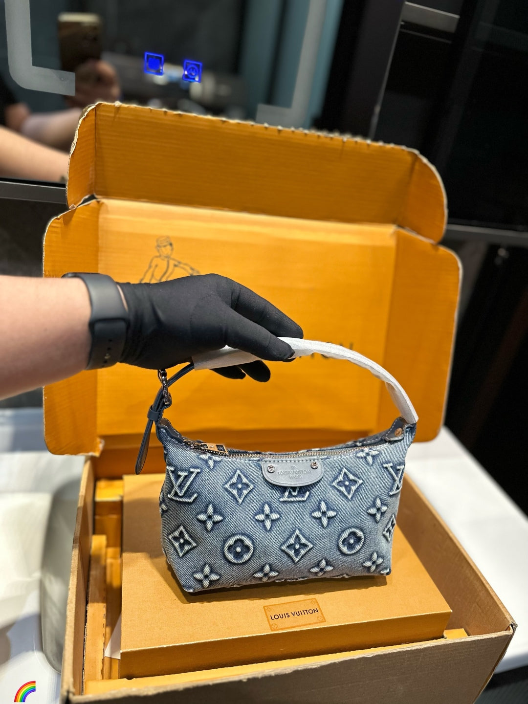 Lv New Denim Lunchbox Bag