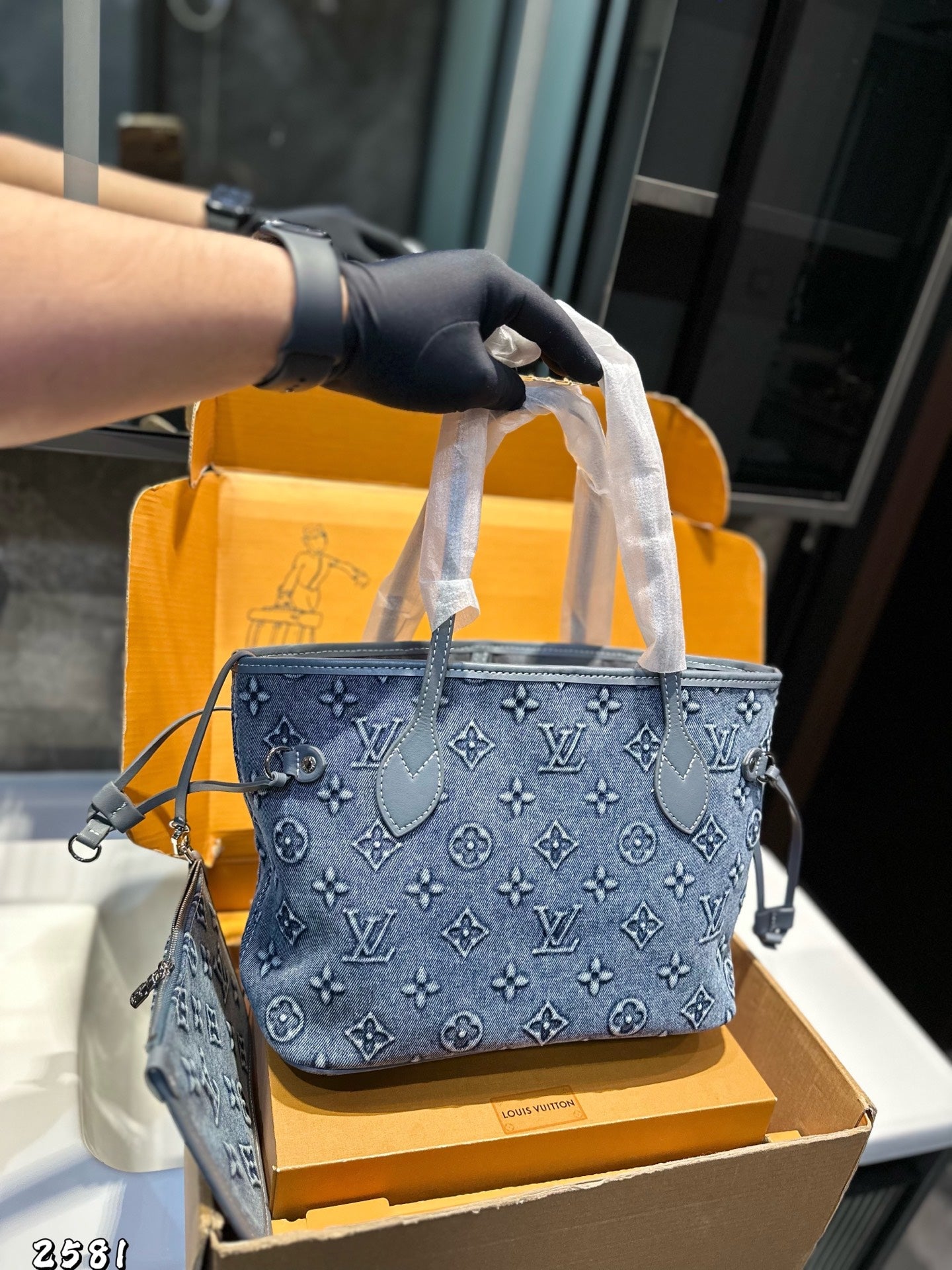 LV Denim Shopping Bag