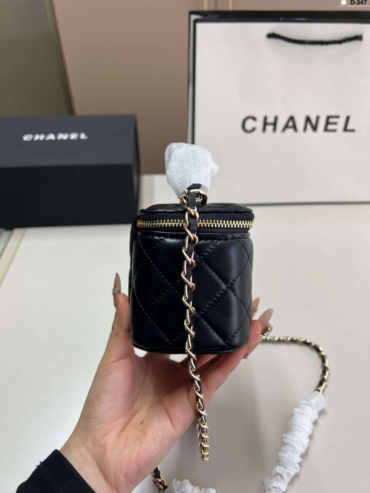 Chanel box bag lipstick bag