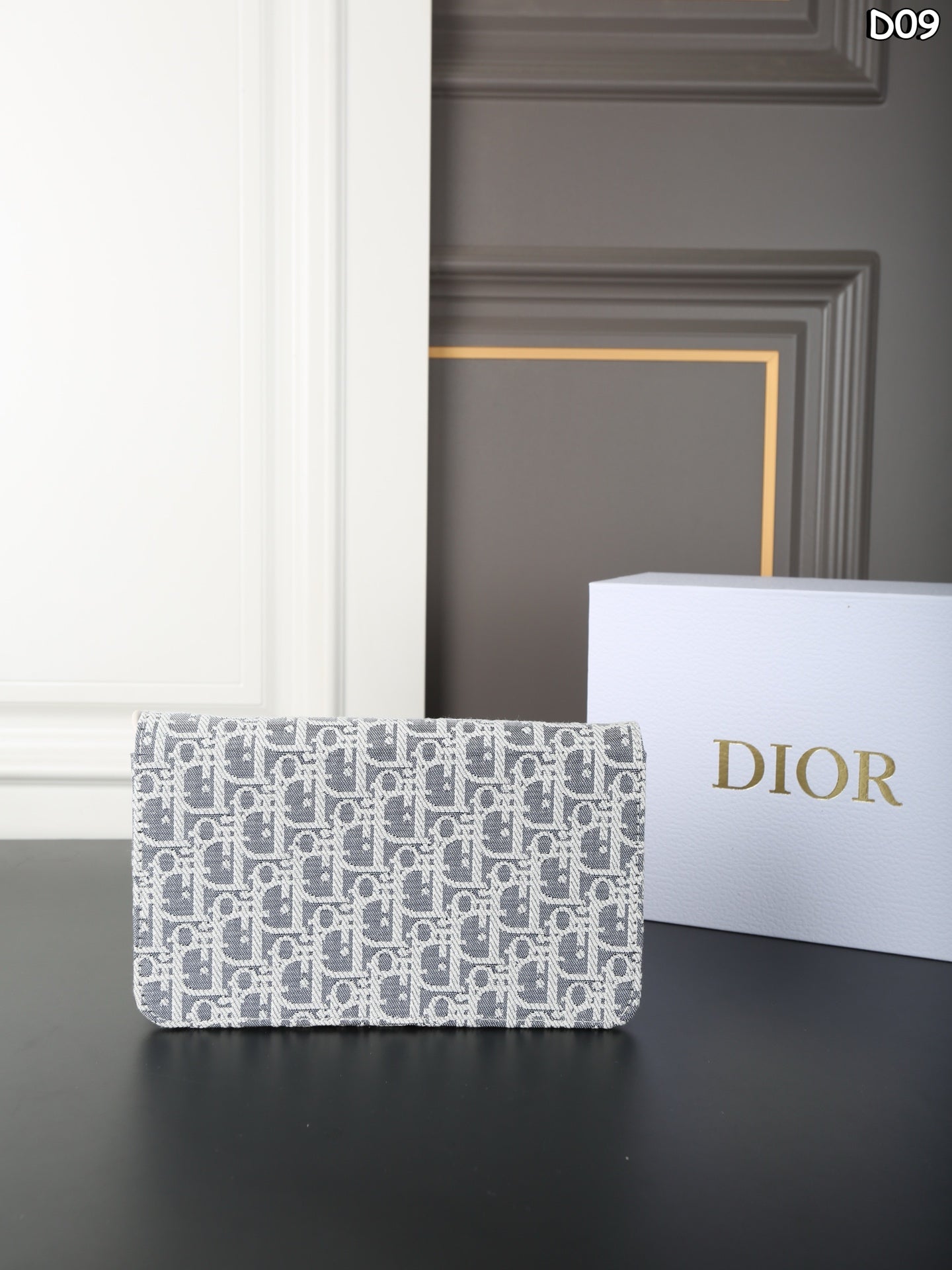 DIOR Saddle Collection Oblique Grey-Blue Embroidery Bag