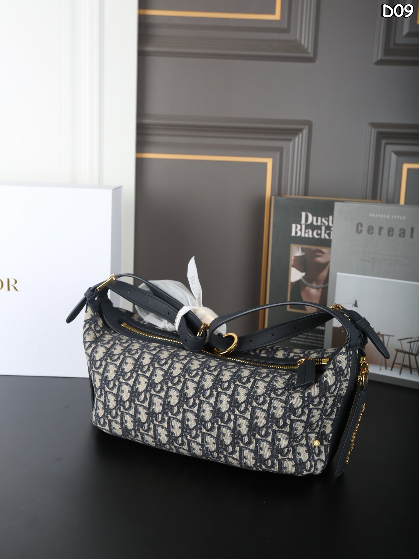 DIOR D-Journey Monogram Embroidered Underarm Shoulder Bag