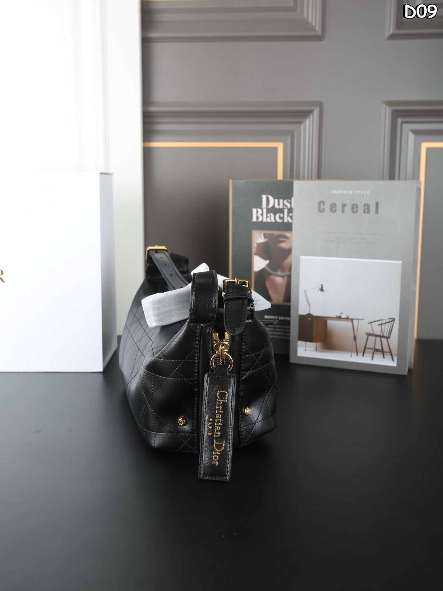 DIOR D-Journey Monogram Embroidered Underarm Shoulder Bag