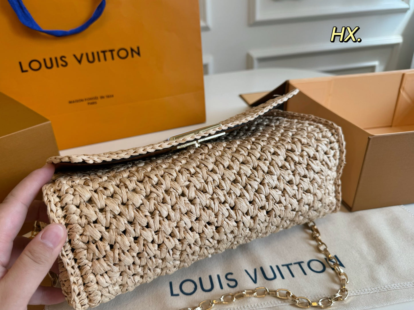 LV Raffia Braided Chain Underarm Bag 💕