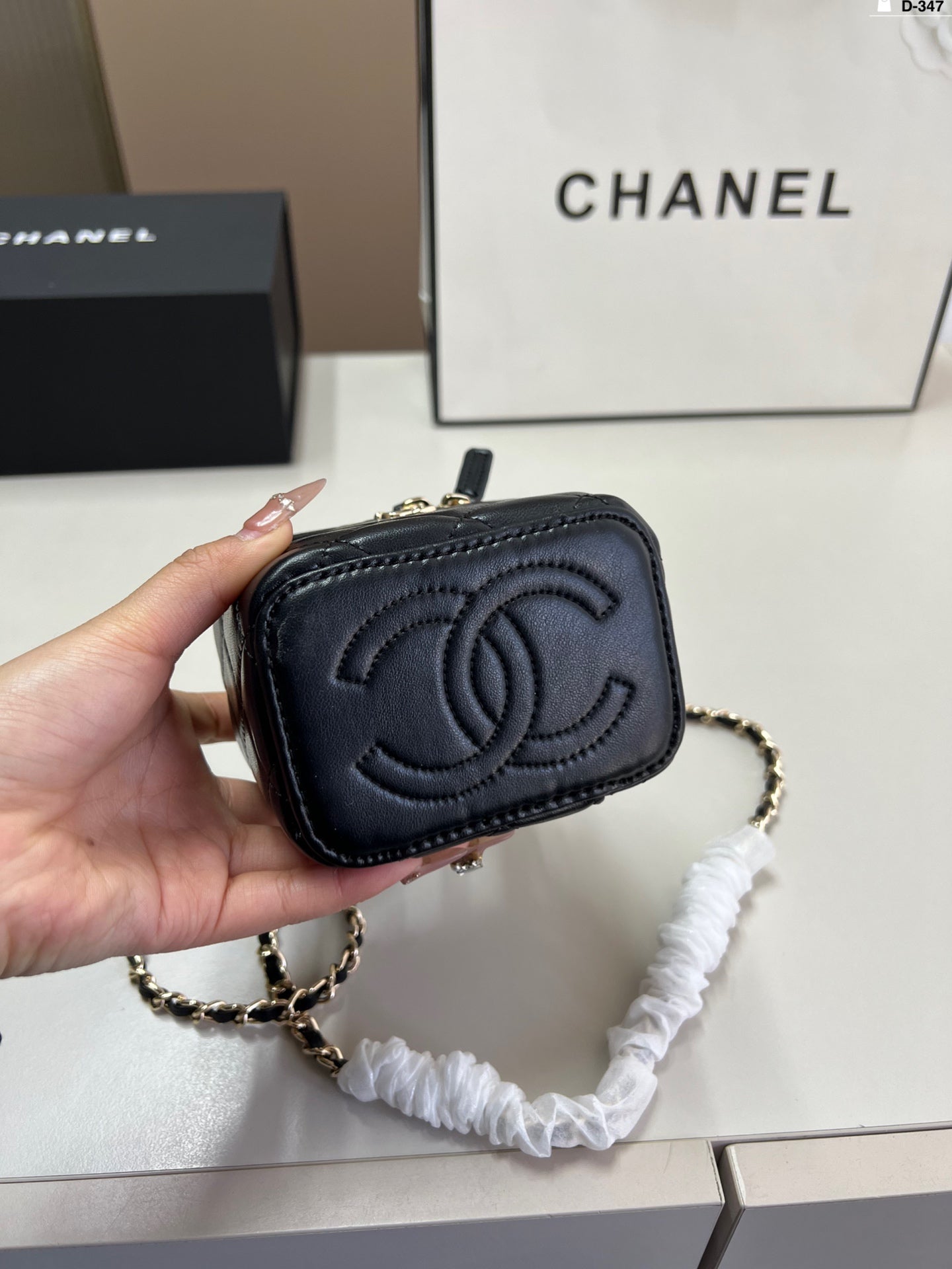 Chanel box bag lipstick bag