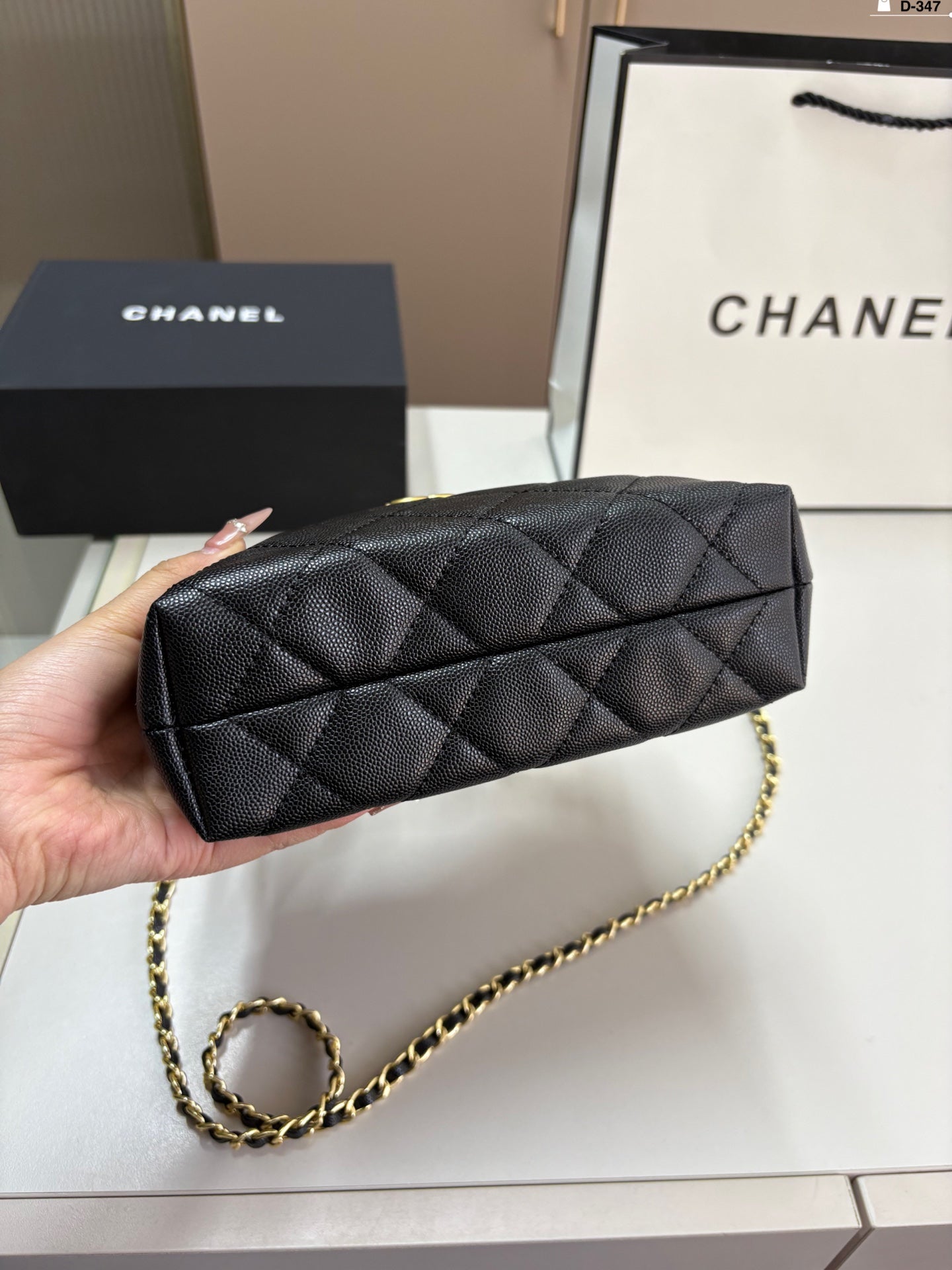 Chanel 24B Thick Chain Handle Lunchbox Bag