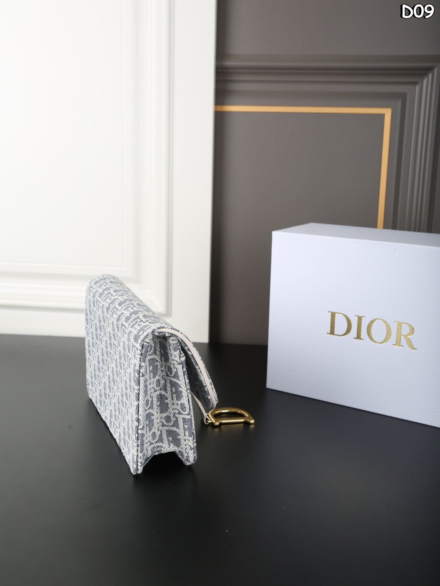 DIOR Saddle Collection Oblique Grey-Blue Embroidery Bag