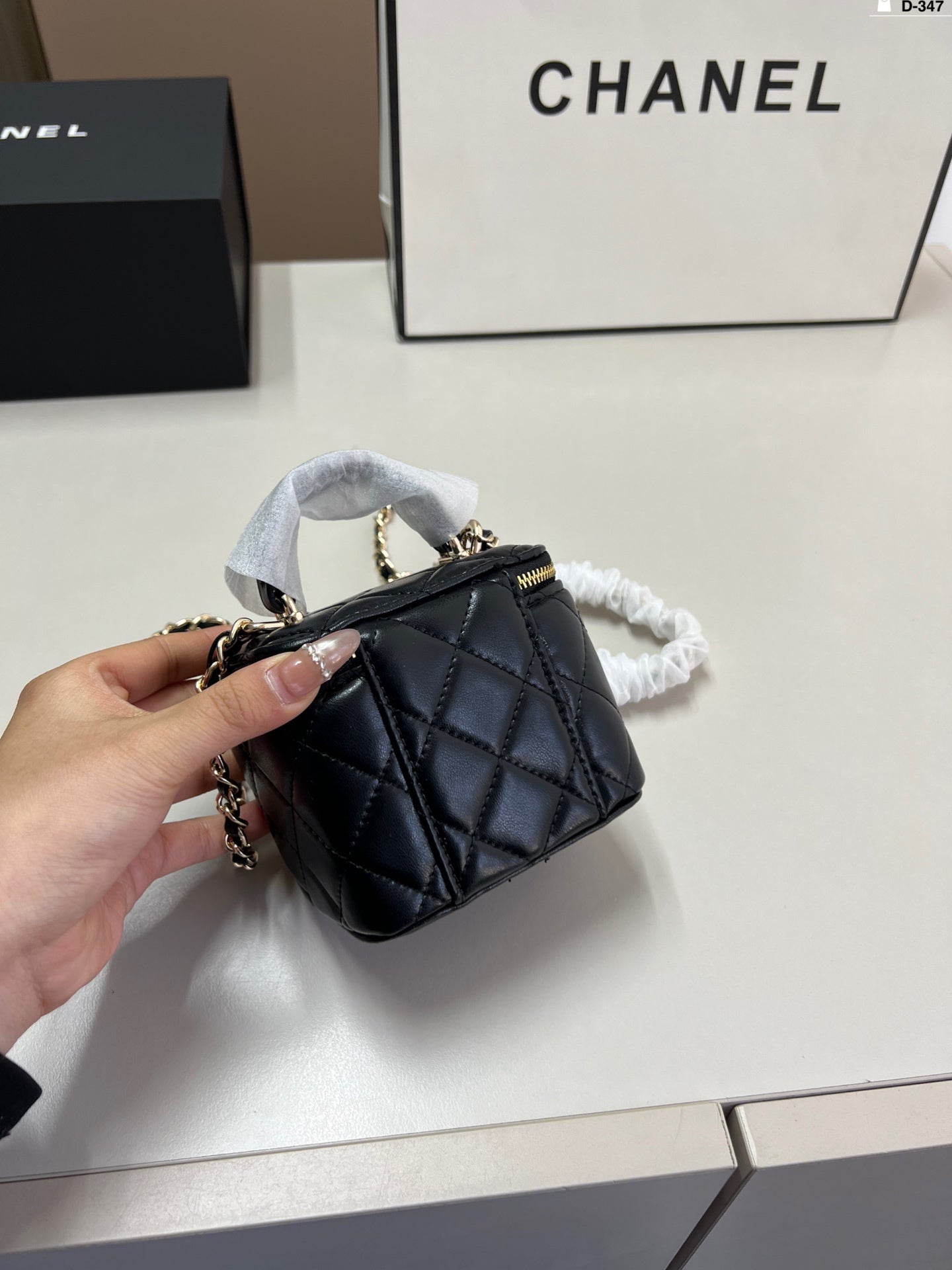 Chanel box bag lipstick bag