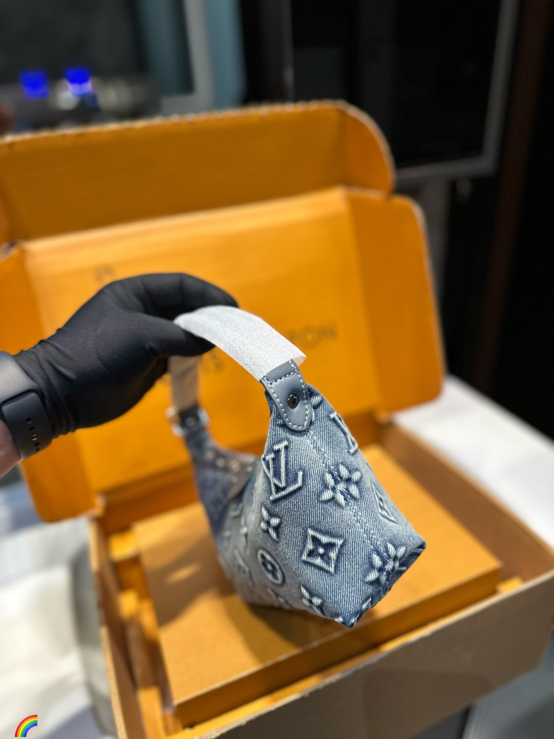 Lv New Denim Lunchbox Bag