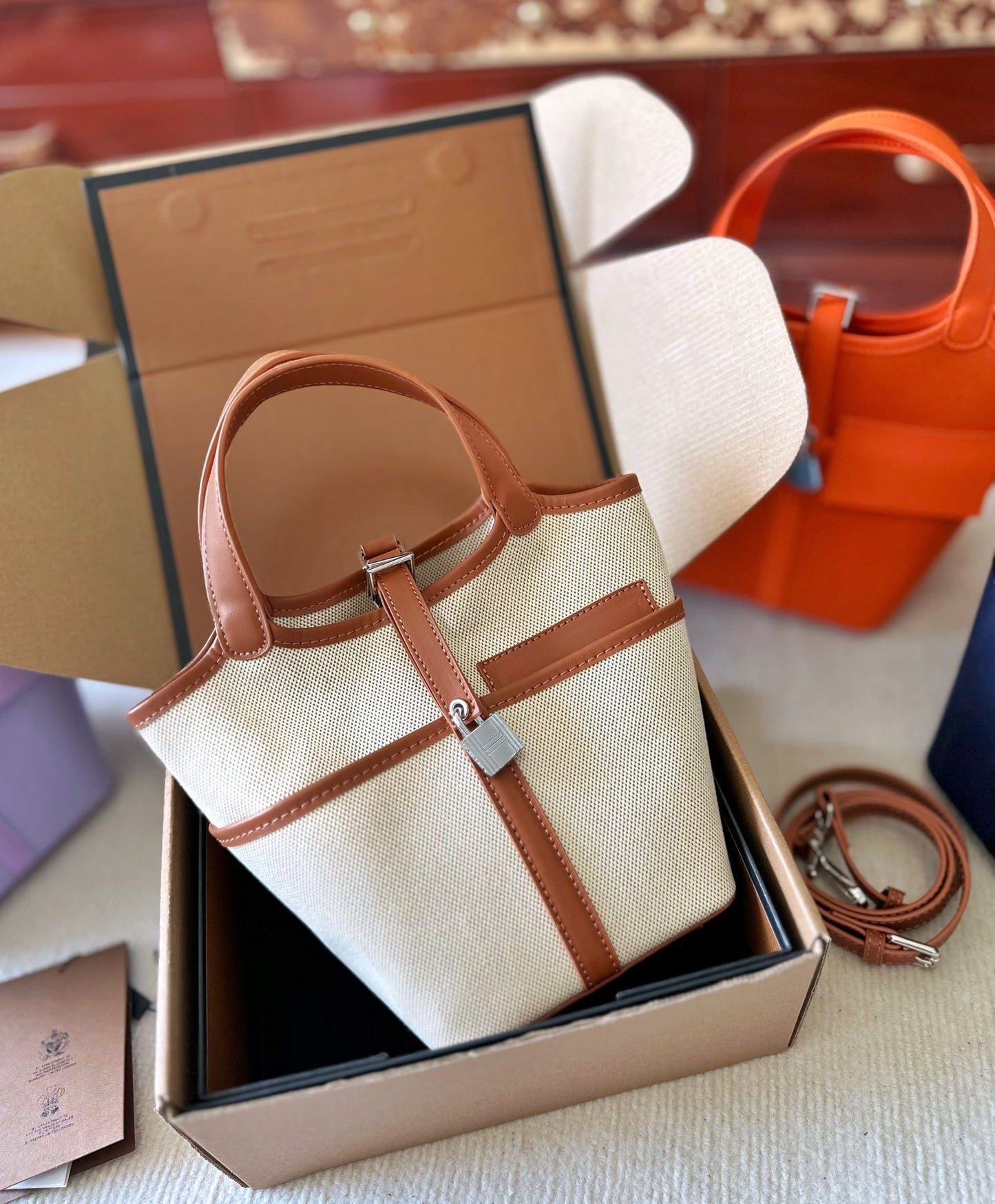 Hermès canvas shopping basket