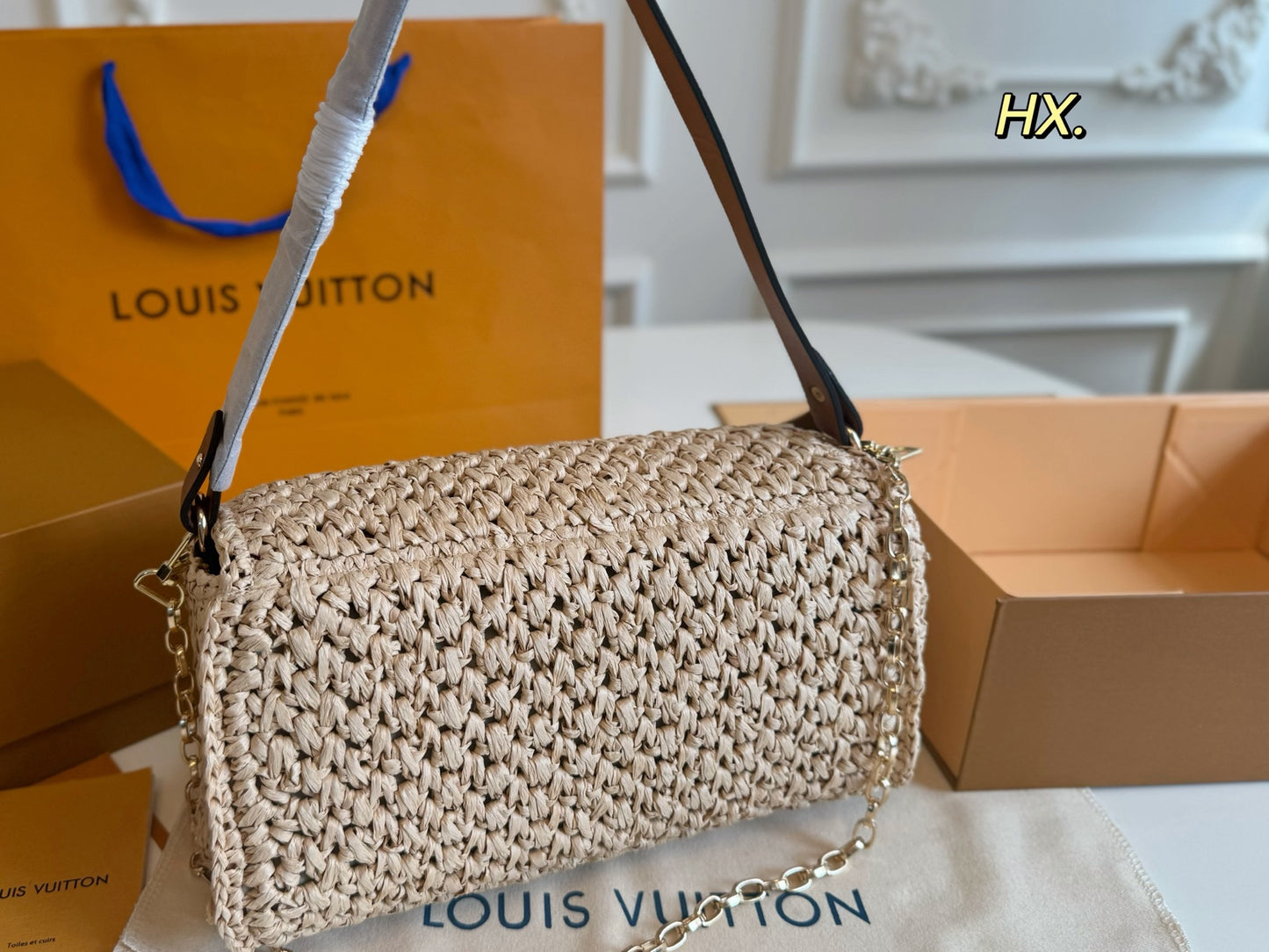 LV Raffia Braided Chain Underarm Bag 💕