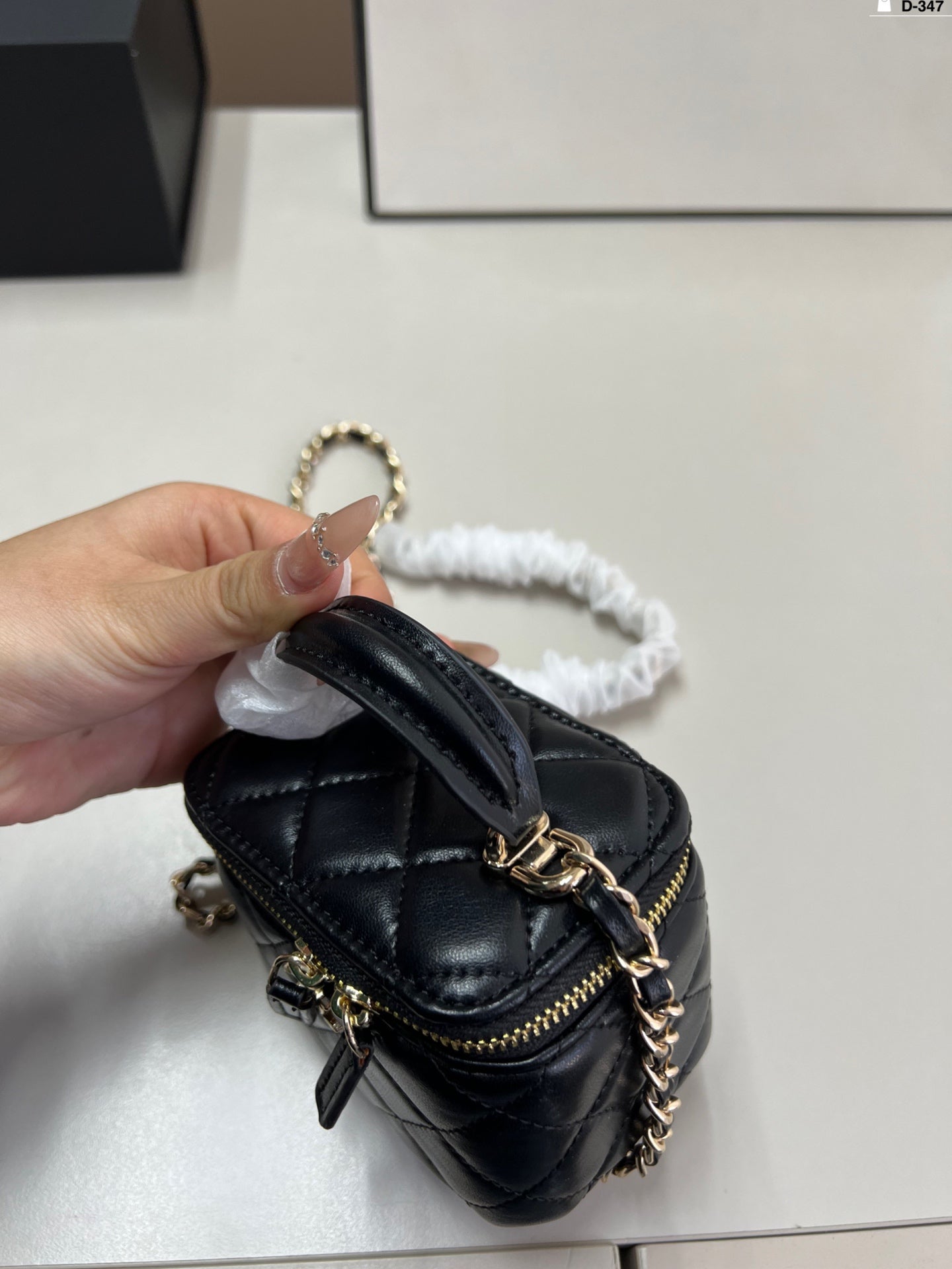 Chanel box bag lipstick bag