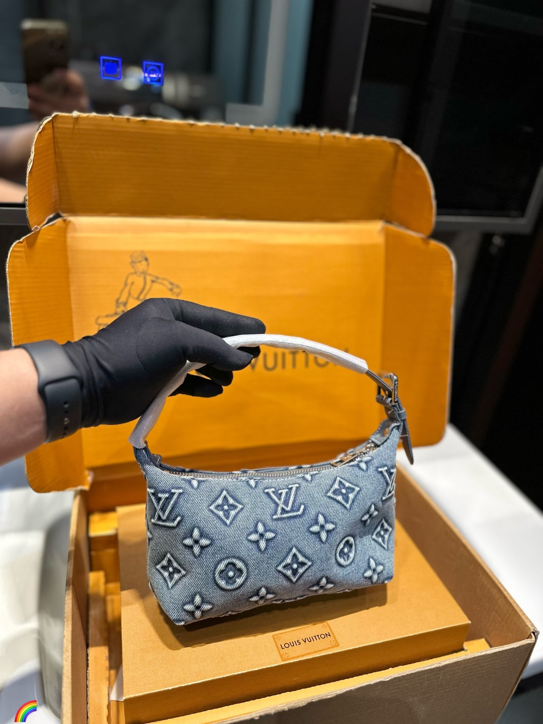 Lv New Denim Lunchbox Bag