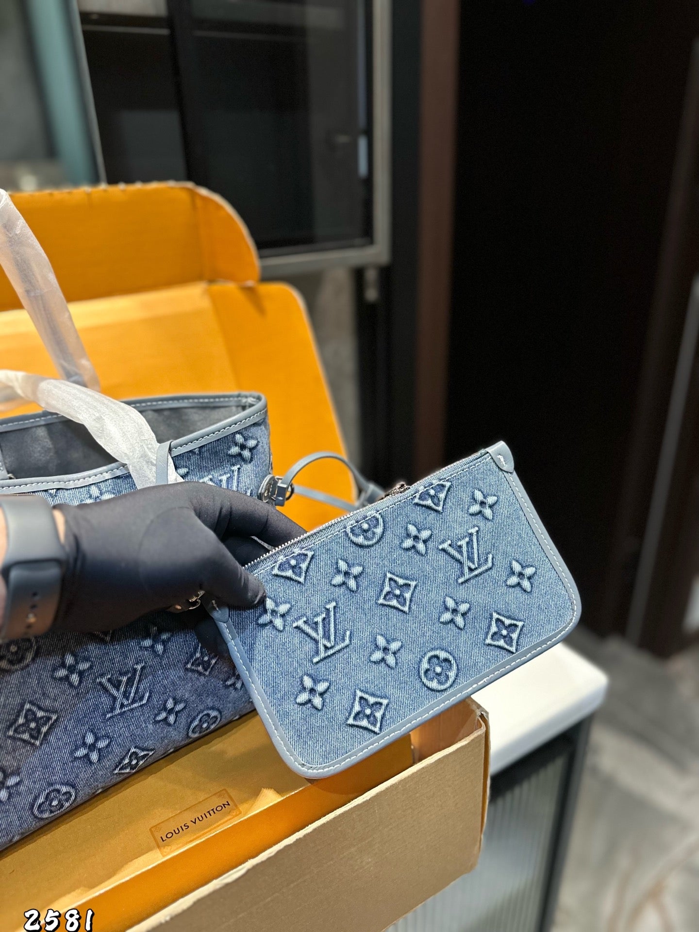 LV Denim Shopping Bag