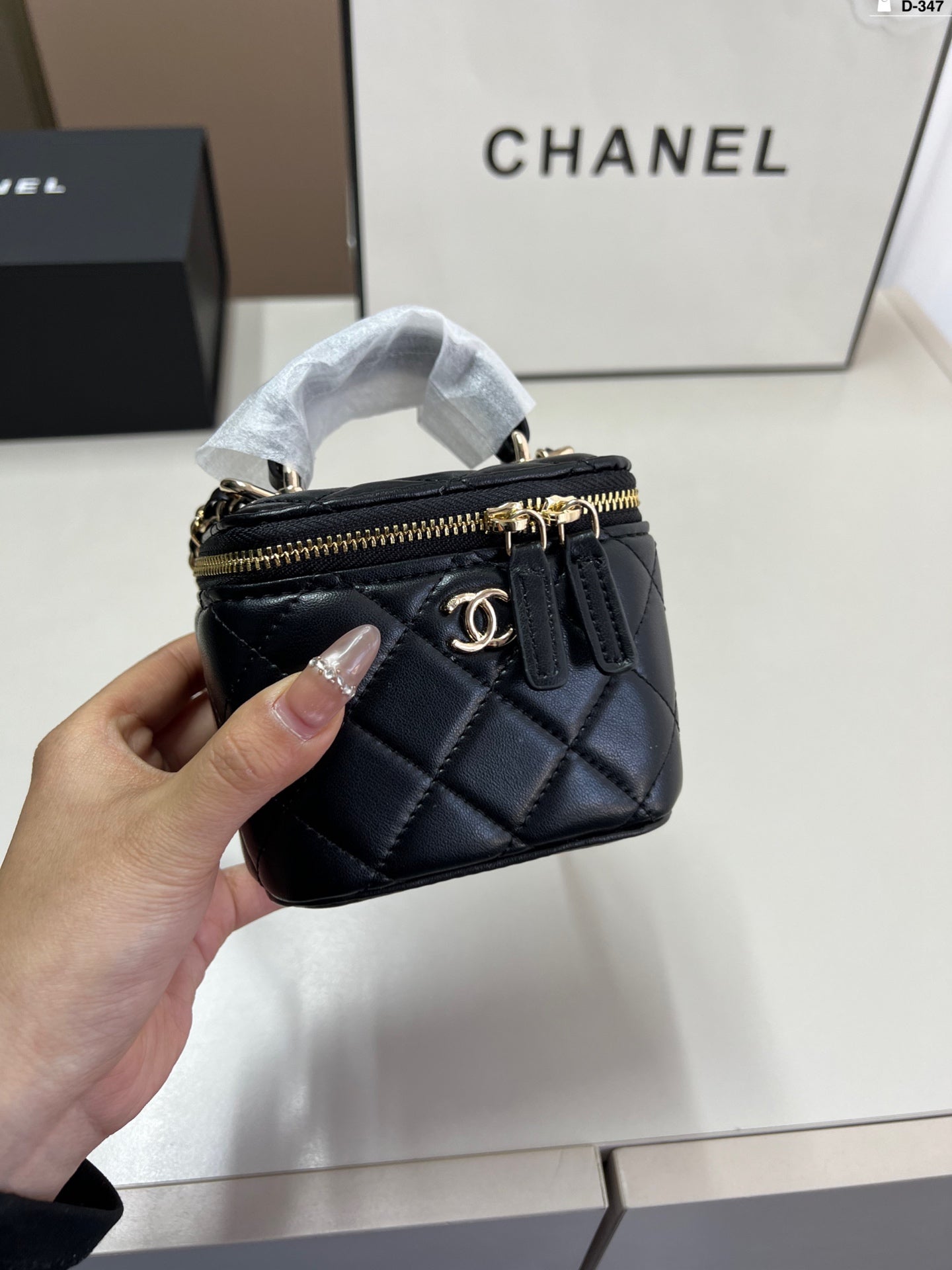 Chanel box bag lipstick bag