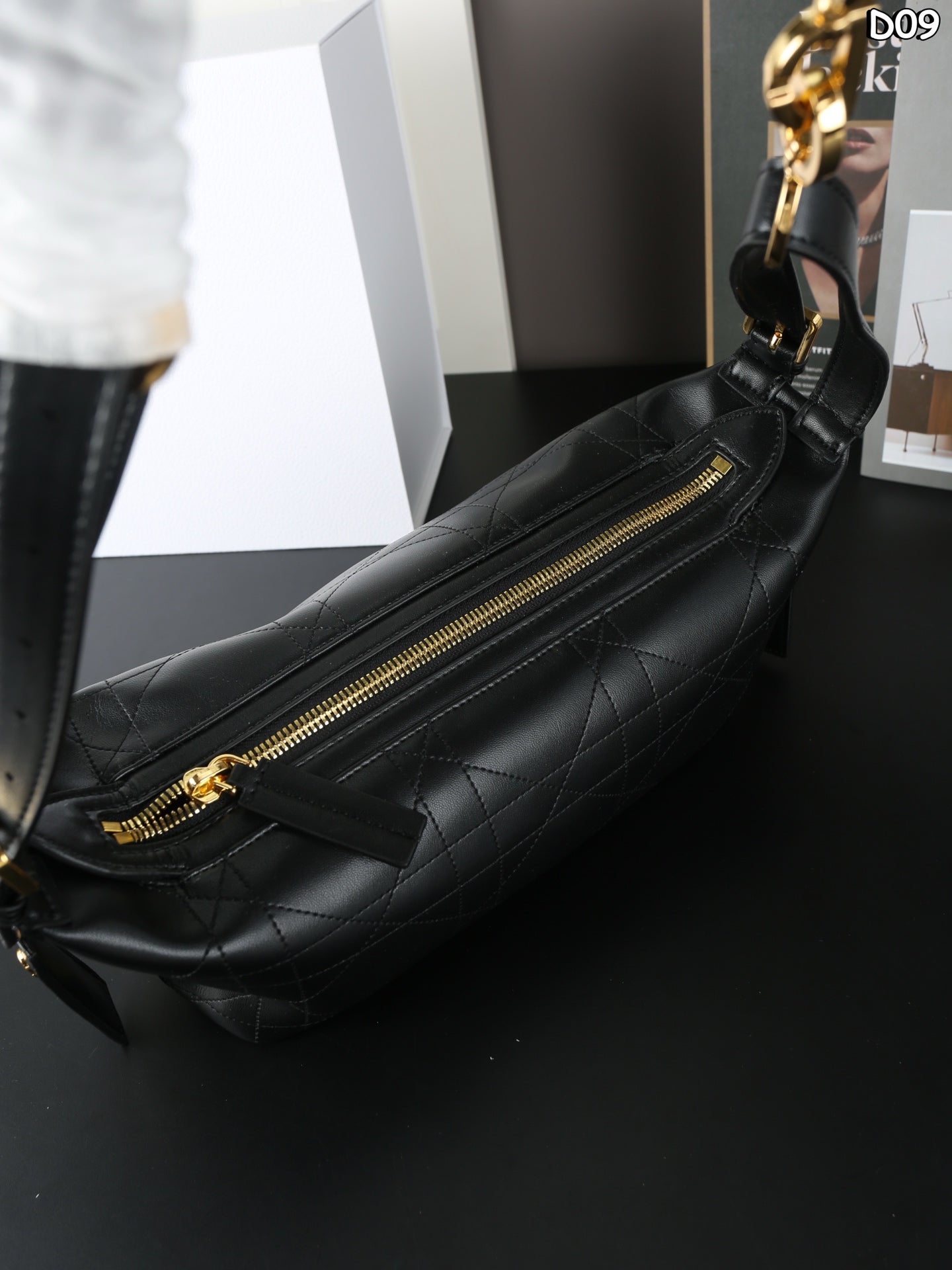 DIOR D-Journey Monogram Embroidered Underarm Shoulder Bag