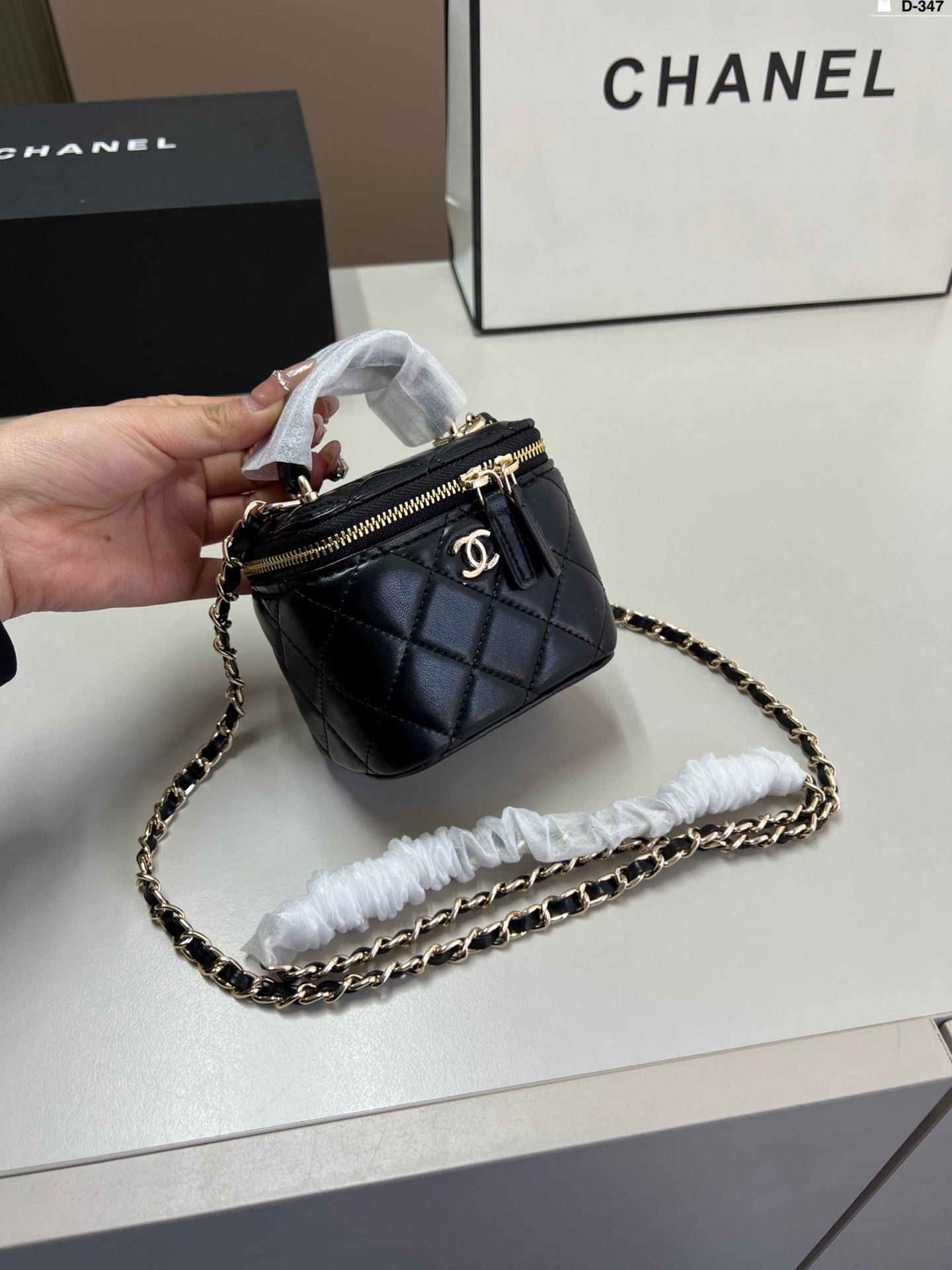 Chanel box bag lipstick bag