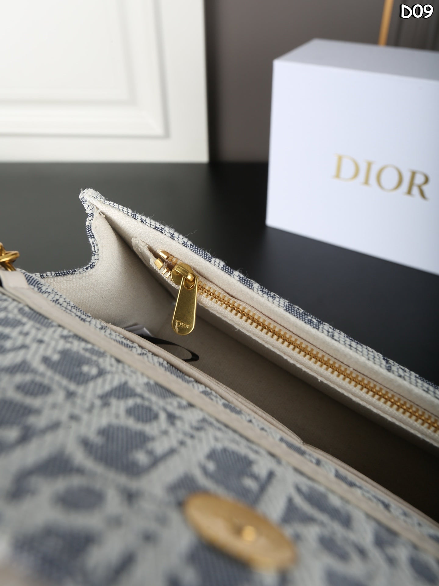 DIOR Saddle Collection Oblique Grey-Blue Embroidery Bag