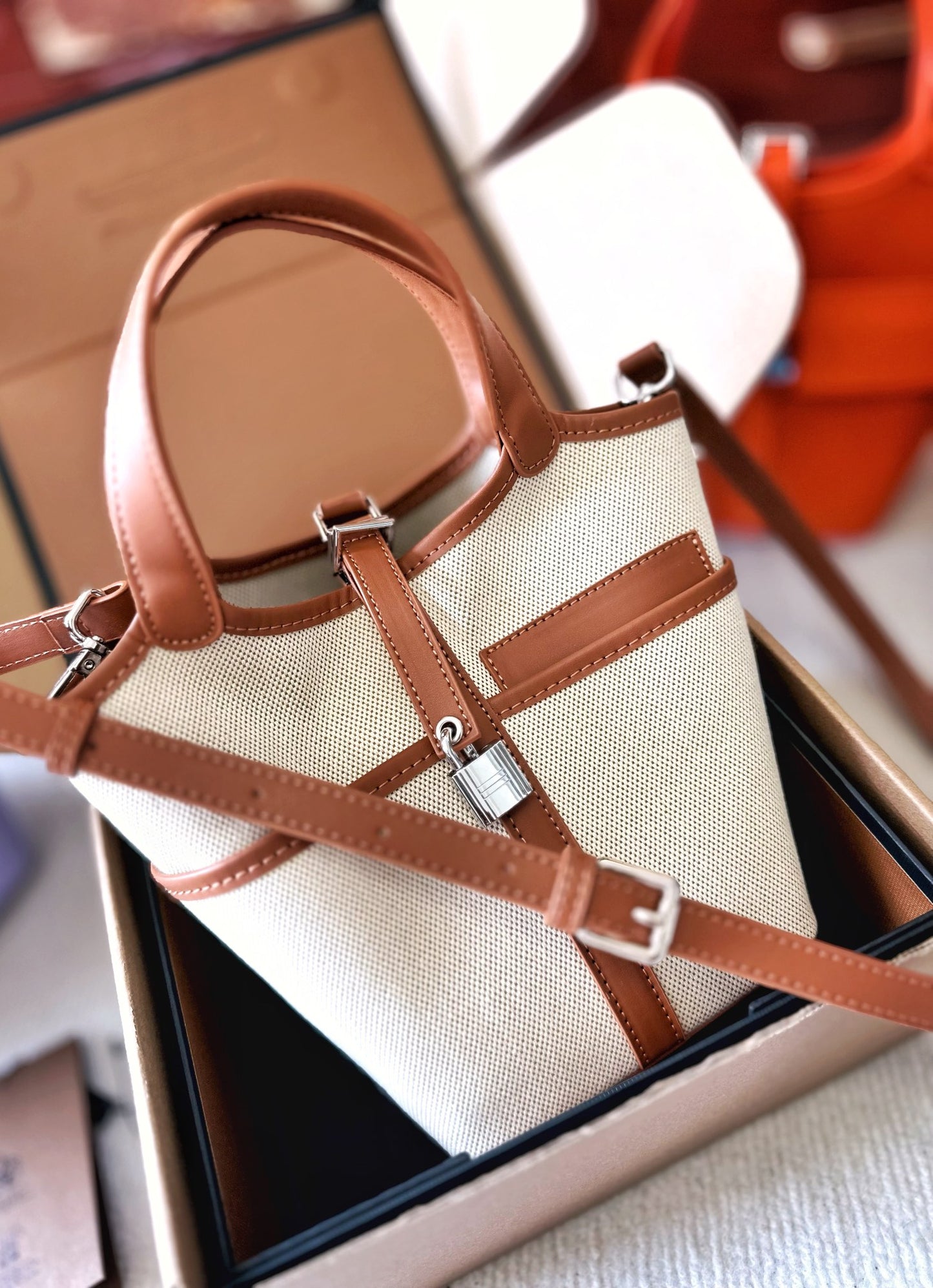 Hermès canvas shopping basket