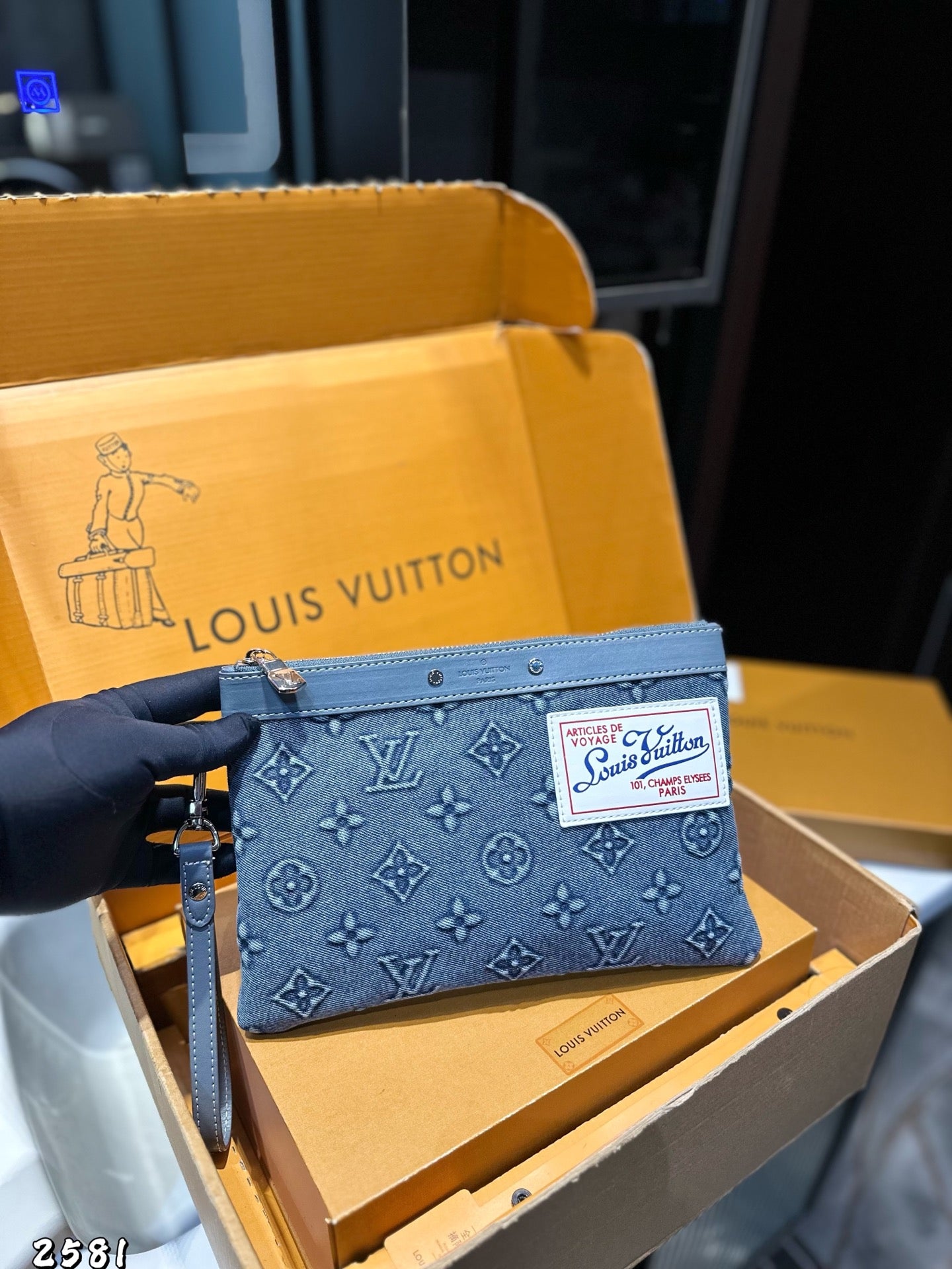 Lv Denim Clutch Handbag