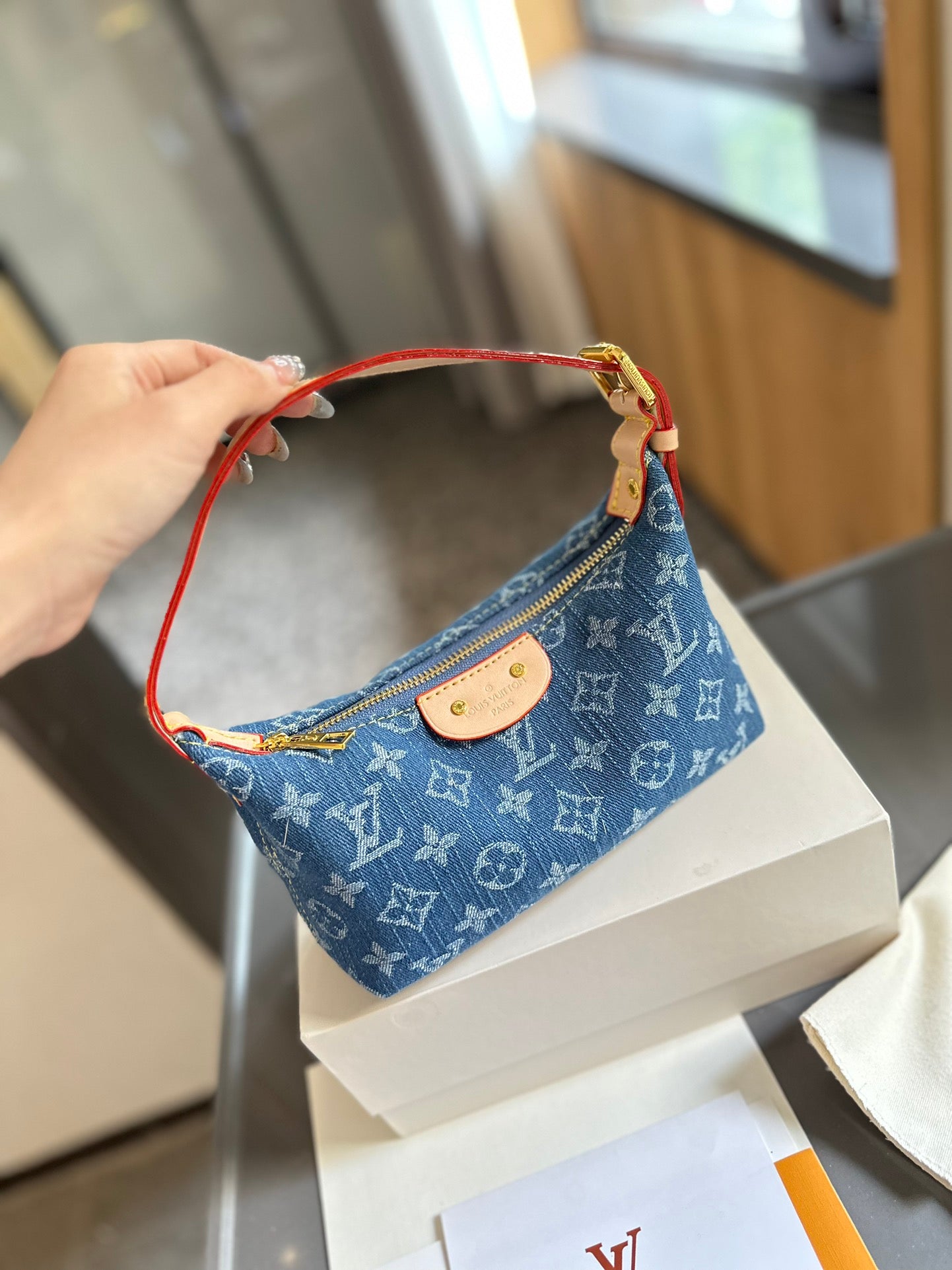 Lv new denim lunchbox Hobo Bag