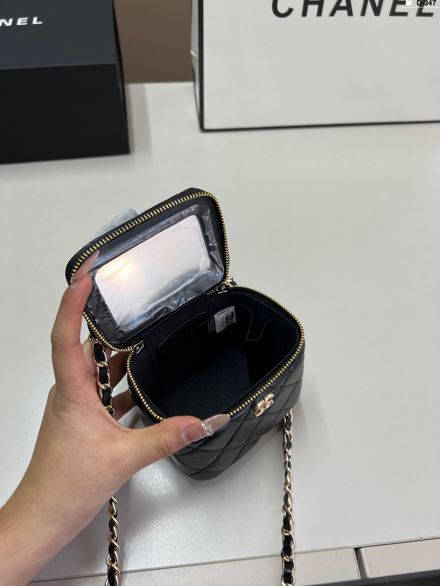 Chanel box bag lipstick bag