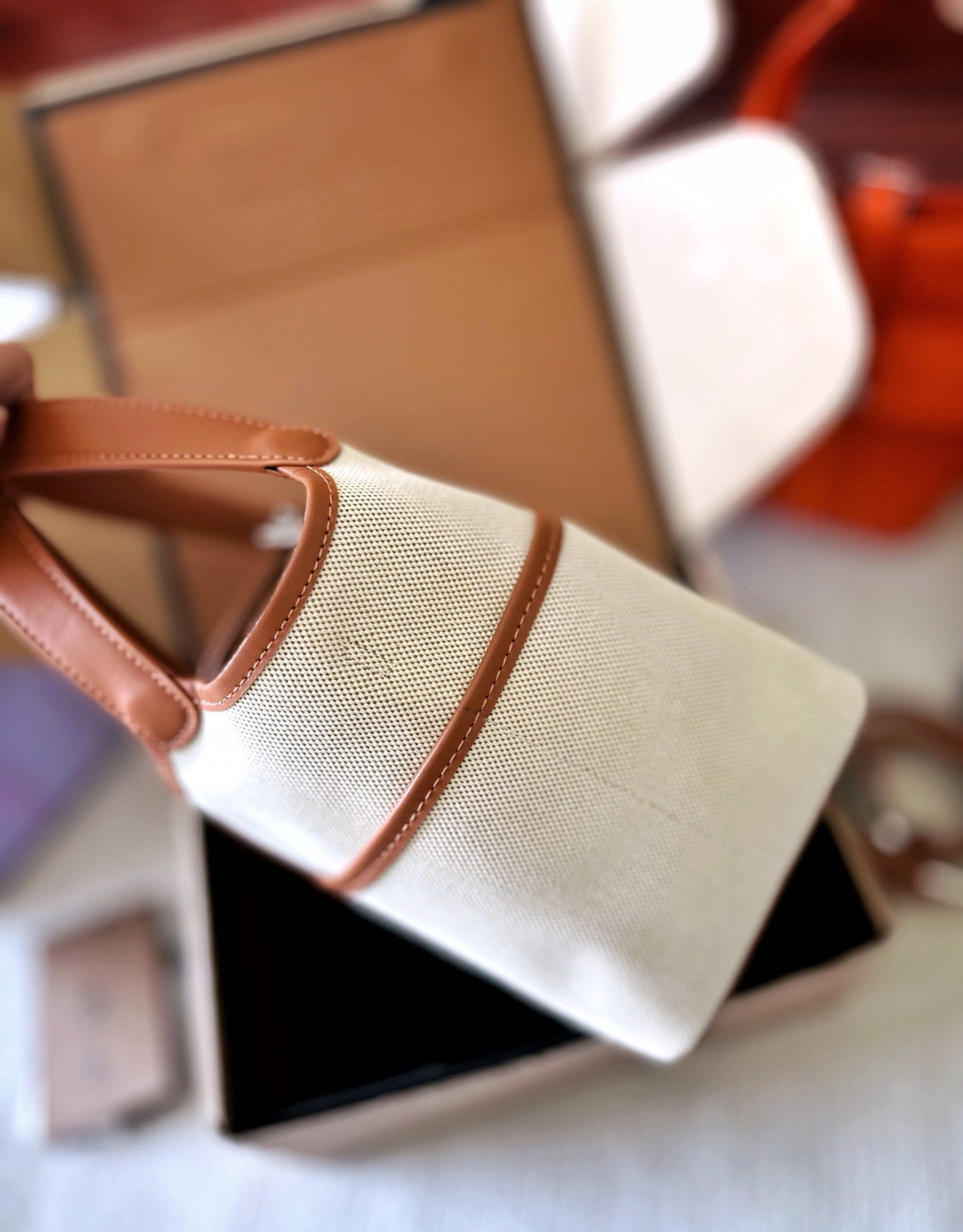 Hermès canvas shopping basket