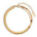 Minimalist Double-Layer Tarnish-Resistant Geometric Cube Liquid Snake Chain Anklet