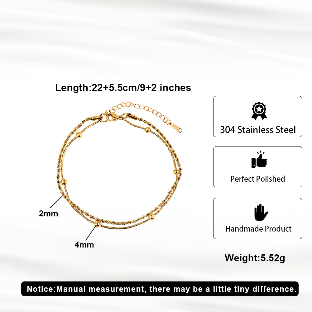 Minimalist Double-Layer Tarnish-Resistant Minimalist Bead Rope Chain Anklet