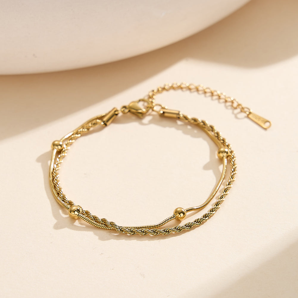 Minimalist Double-Layer Tarnish-Resistant Minimalist Bead Rope Chain Anklet