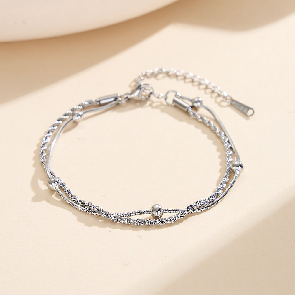 Minimalist Double-Layer Tarnish-Resistant Minimalist Bead Rope Chain Anklet