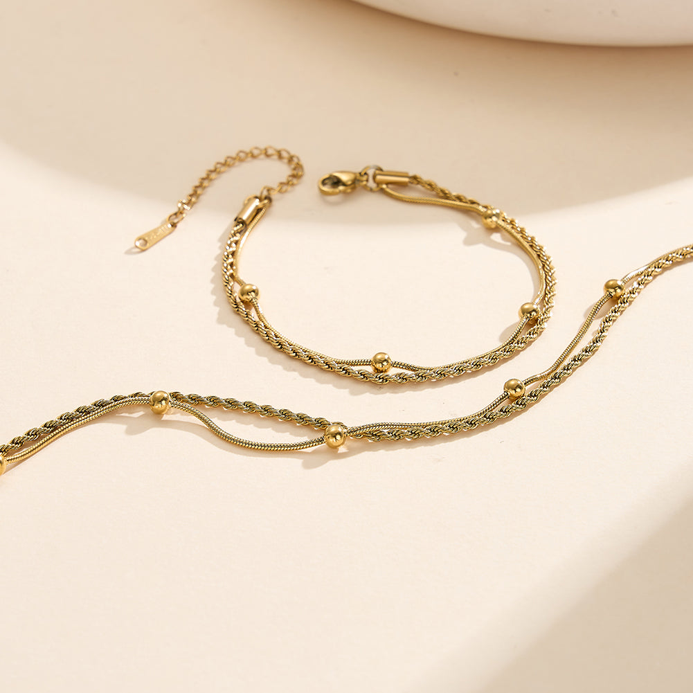 Minimalist Double-Layer Tarnish-Resistant Minimalist Bead Rope Chain Anklet