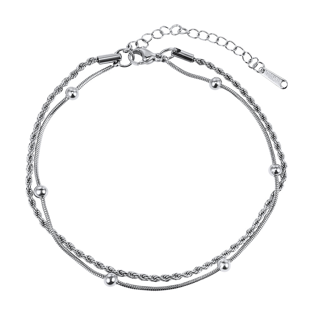 Minimalist Double-Layer Tarnish-Resistant Minimalist Bead Rope Chain Anklet